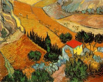 Vincent Van Gogh : Valley with Ploughman Seen from Above